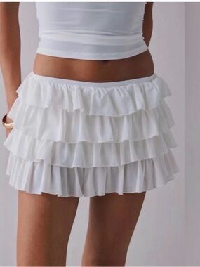 Urban Outfitters White Tiered Ruffle Mini Skirt